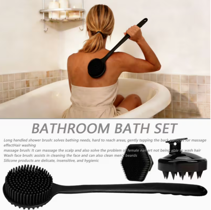 3pcs Shower/Bath Exfoliation Set - Complete Body Care Collection