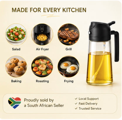 spray and pour oil effortlessly with the 2-1 oil spray dispenser