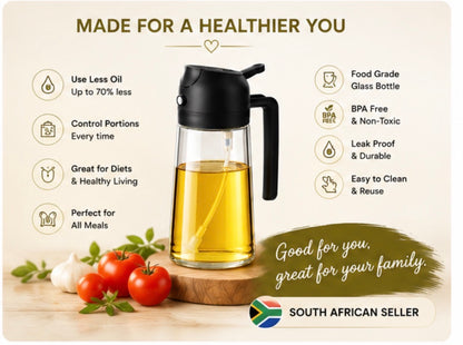 spray and pour oil effortlessly with the 2-1 oil spray dispenser