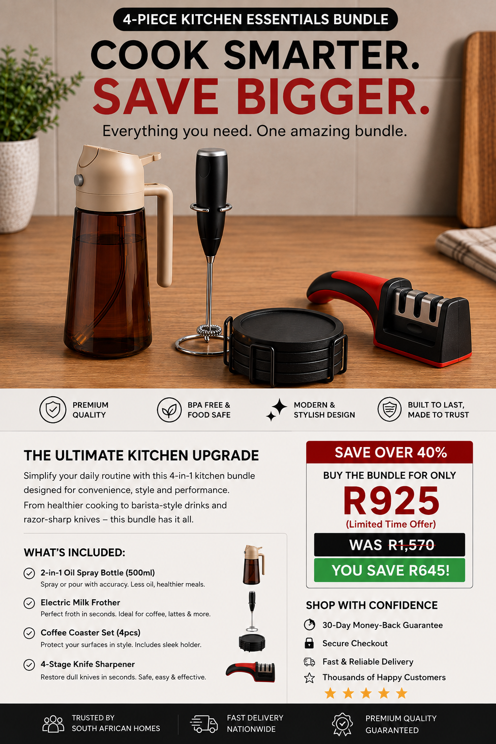 Kitchen Pack | 4-in-1 Kitchen Essentials Bundle | Cook, Brew & Save