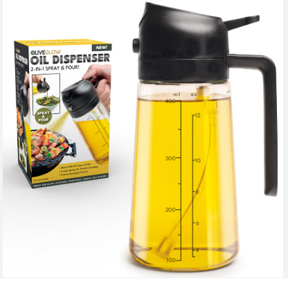 spray and pour oil effortlessly with the 2-1 oil spray dispenser