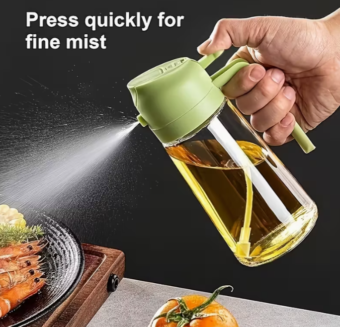 spray and pour oil effortlessly with the 2-1 oil spray dispenser