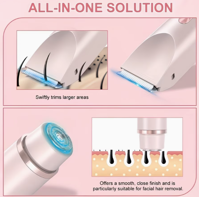 Dual Head Electric Women's Razor - Rechargeable Cordless Shaver