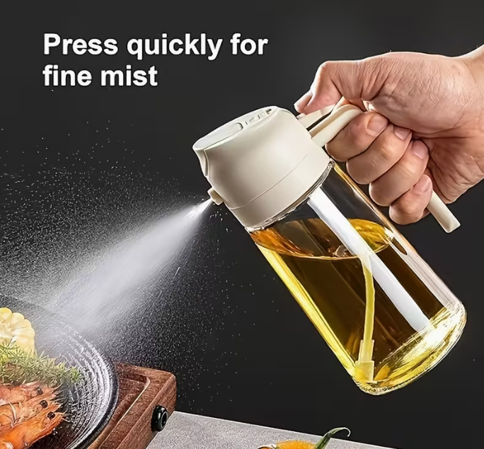 spray and pour oil effortlessly with the 2-1 oil spray dispenser